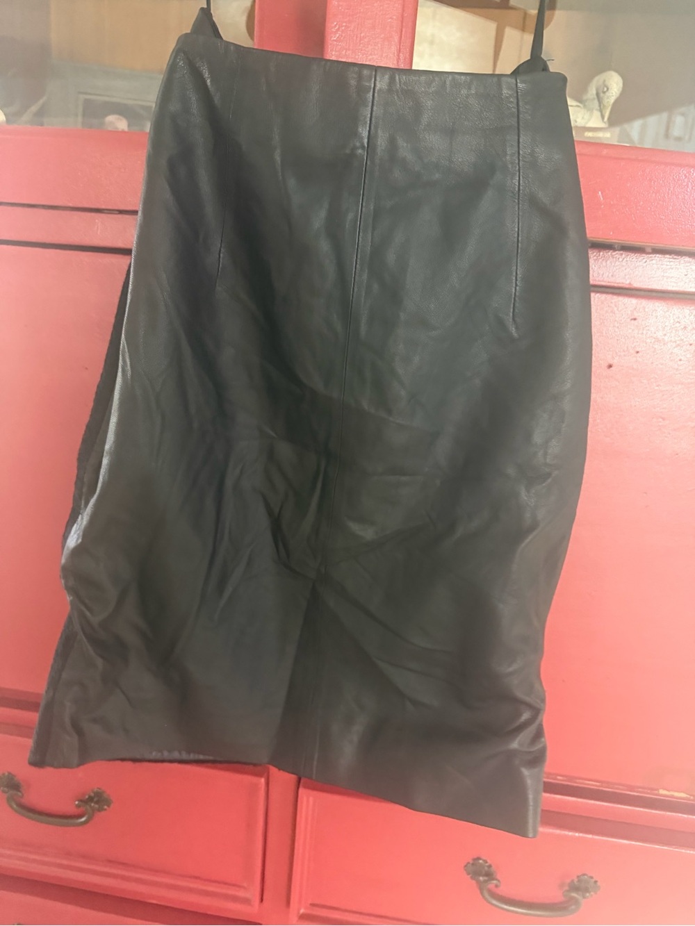 All Saints Black Leather Pencil Skirt